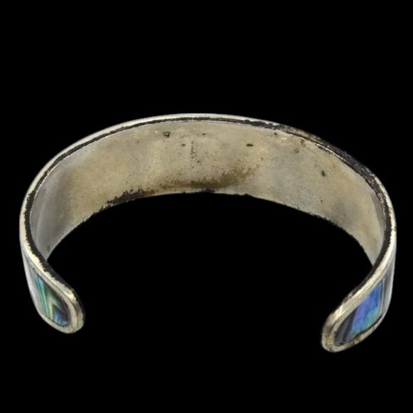 Vintage Flower Abalone MOP Silver Tone Bracelet Hencho En Mexico - Picture 5 of 6